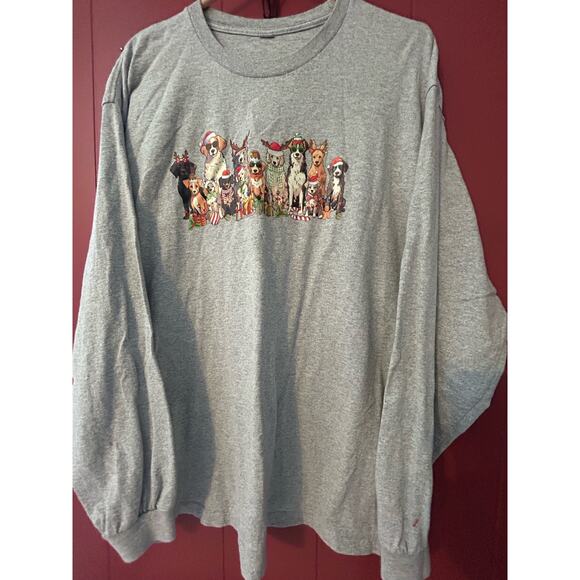 Vintage 90’s Doggie Holiday Christmas Themed Tee XL - Picture 1 of 8